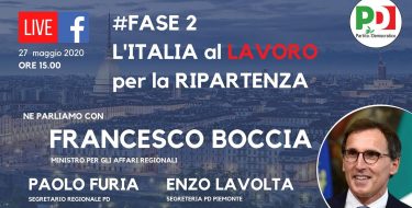 #Fase2 L’ITALIA AL LAVORO PER LA RIPARTENZA. LIVE CON IL MINISTRO BOCCIA (mercoledì 27 maggio 2020 h 15,00)