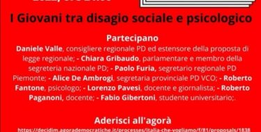 AGORÀ DEMOCRATICHE. I Giovani tra disagio sociale e psicologico (17 maggio)