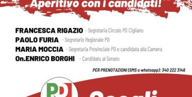 Aperitivo con i candidati a Cigliano (VC) – 1 settembre h 20