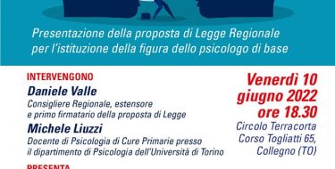 PD Collegno – Incontro aperto alla cittadinanza sulla proposta di legge sullo psicologo di base (10 giugno h 18,30)