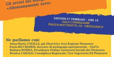 ANNULLATO – 27/02 GRUGLIASCO. INCONTRO PUBBLICO “DALLA PARTE DEI BAMBINI E DELLE FAMIGLIE”