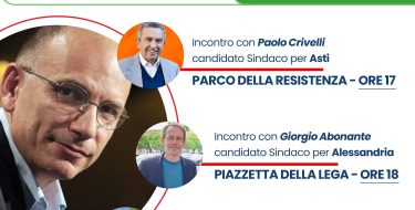 ENRICO LETTA IN PIEMONTE (26 maggio ad Asti, Alessandria, Cuneo)