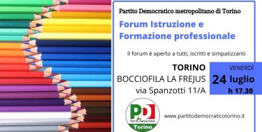 PD Torino. Forum istruzione e formazione professionale (24 luglio 2020 ore 17,30)