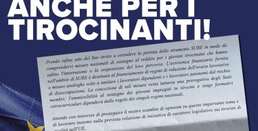 Benifei: l’Italia utilizzi SURE anche per i tirocinanti